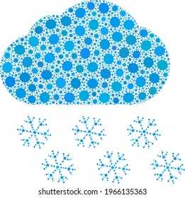 Vector snow cloud coronavirus mosaic icon constructed for doctor projects. Snow cloud mosaic is composed from randomized coronavirus viral items.