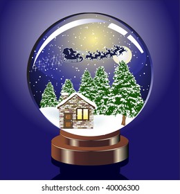 Vector snow dome illustration with various elements