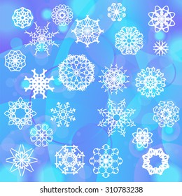 Vector Snow Flake Background. Winter Decorative Ornamental Pattern