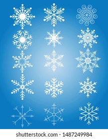 Vector Snow flakes on a blue background In the Merry Christmas concept, cold weather.