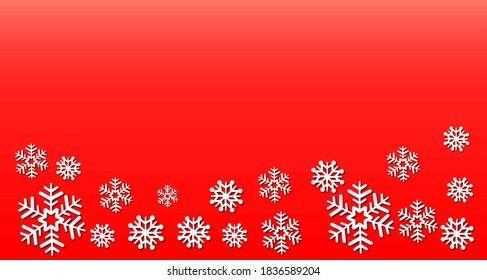 vector snow flakes on red background for winter