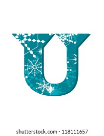 vector snow font letter U