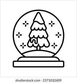 Vector snow globe icon in trendy linear style vector illustration on white background