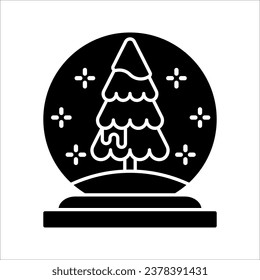 Icono de globo de nieve en la ilustración vectorial de estilo lineal de moda sobre fondo blanco