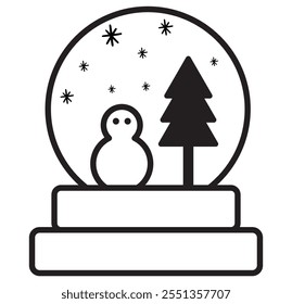 Vector snow globe icon in trendy linear style vector illustration on white background