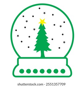 Vector snow globe icon in trendy linear style vector illustration on white background