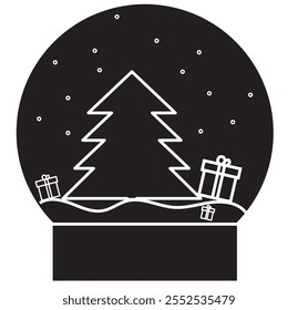 Vektorschneekugel-Symbol im trendigen linearen Stil einzeln auf weißem Hintergrund. 333