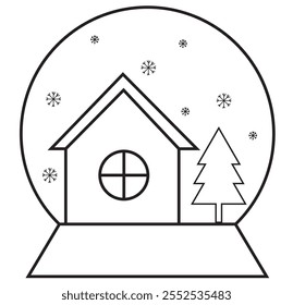 Vektorschneekugel-Symbol im trendigen linearen Stil einzeln auf weißem Hintergrund. 333