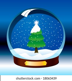 Vector snow globe with a New Year Tree within