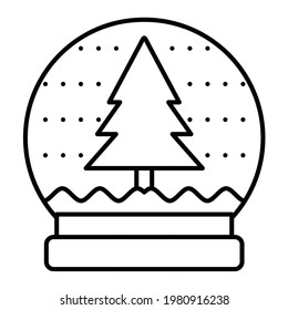 Vector Snow Globe Outline Icon Design
