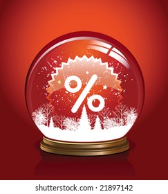 Vector snow globe with in red color, vector illustration