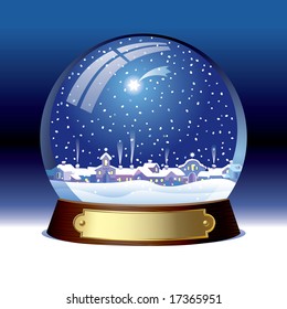 Vector snow globe with a town within