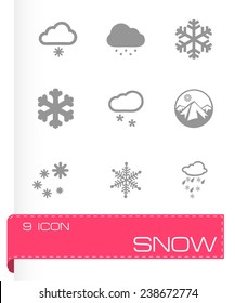 Vector snow icon set on grey background