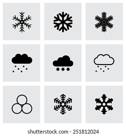Vector snow icon set on grey background
