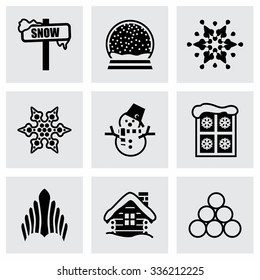Vector Snow icon set on grey background