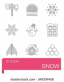 Vector Snow icon set on grey background
