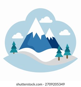 Vector de paisaje de nieve sobre fondo blanco