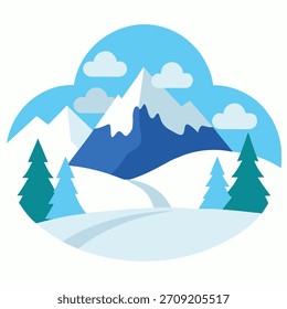 Vector de paisaje de nieve sobre fondo blanco