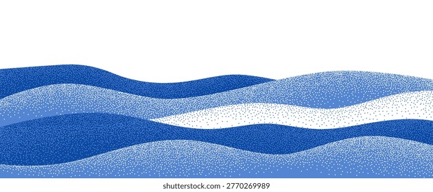 Vector Snow Mountain Abstract Background. Winter Landscape Texture. Japanese Ice Hill Illustration with Grain Dot Pattern. Winter Blue and White Snow Scene.