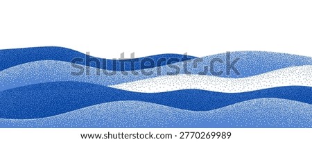 Vector Snow Mountain Abstract Background. Winter Landscape Texture. Japanese Ice Hill Illustration with Grain Dot Pattern. Winter Blue and White Snow Scene.