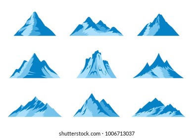Vector snow mountain icons isolated on white