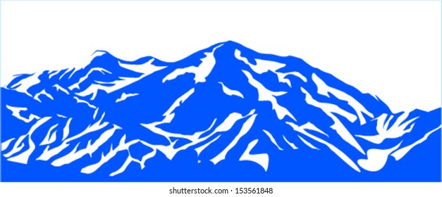Vector snow mountains background  isolated on white