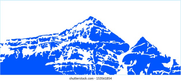 Vector snow mountains background  isolated on white