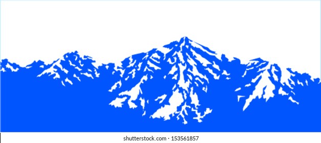 Vector snow mountains background  isolated on white