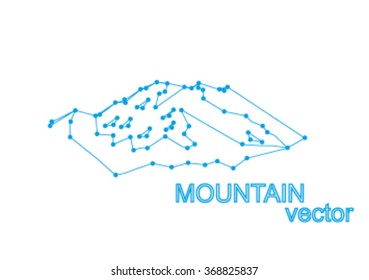 Vector snow mountains peak (Denali) logo. Mount McKinley. Lines and points art.