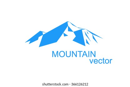 Vector snow mountains peak (Everest) logo. Can be used as sports badge, emblem of mineral water, tourism banner, travel icon, sign, decor...