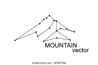 Vector snow mountains peak (Everest) logo.  Art of lines and points. Can be used as sports badge, emblem of mineral water, tourism banner, travel icon, sign, decor...