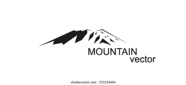 Vector snow mountains peak (Kilimanjaro) logo.  Black and white tones.