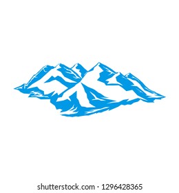 vector snow mountains peak logo alpine landscape outline illustration