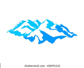 vector snow mountains peak logo alpine landscape outline illustration