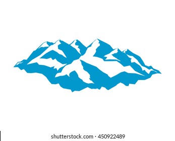 vector snow mountains peak logo alpine landscape outline illustration