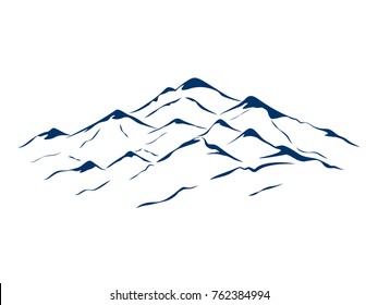 vector snow mountains peak logo landscape outline illustration