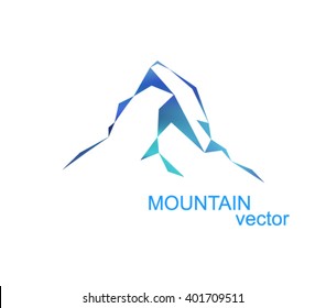 Vector snow mountains peak (Matterhorn) logo. Can be used as sports badge, emblem of mineral water, tourism banner, travel icon, sign, decor... 