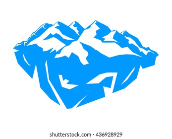 vector snow mountains valley peak logo alpine landscape outline illustration