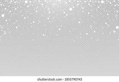 Vector snow. Snow on an isolated transparent background. Snowfall, blizzard, winter, snowflakes. Christmas image. Png.