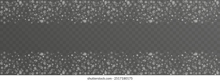 Vector snow on isolated transparent background. Snow png, snowflakes png. Snowfall, blizzard, winter. Snowy or Christmas background.