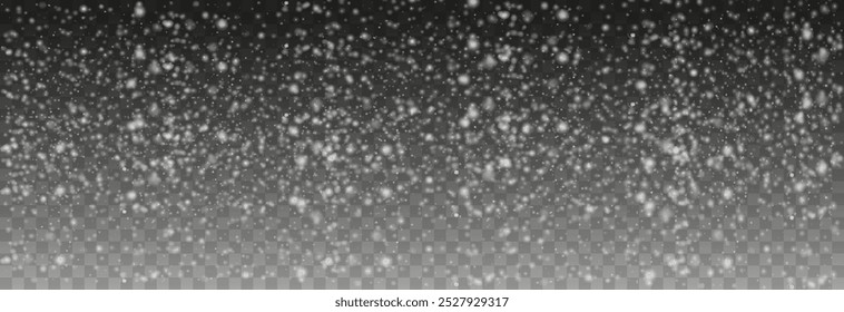 Vector snow png. Falling snowflakes on isolated transparent background. Snow storm, snowflakes, winter, snowfall png.