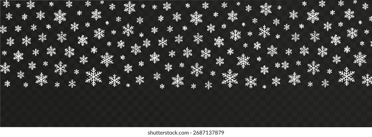 Vector snow png. Copos de nieve que caen sobre fondo transparente aislado. Copos de nieve, tormenta de nieve, invierno, nieve png.