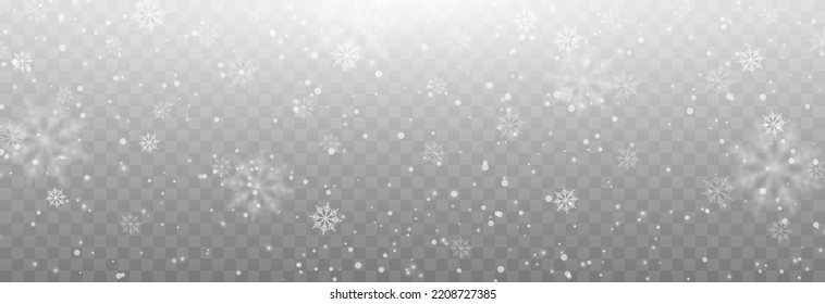 Vector snow. Snow png. Snow on an isolated transparent background. Snowfall, blizzard, winter, snowflakes png. Christmas image.