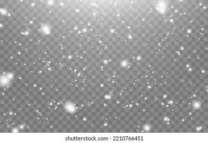 Vector snow. Snow png. Snow on an isolated transparent background. Snowfall, blizzard, winter, snowflakes png. Christmas image.