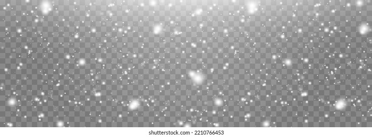 Vector snow. Snow png. Snow on an isolated transparent background. Snowfall, blizzard, winter, snowflakes png. Christmas image.