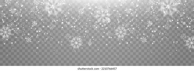 Vector snow. Snow png. Snow on an isolated transparent background. Snowfall, blizzard, winter, snowflakes png. Christmas image.