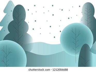 Vector snow season background with trees and copy space