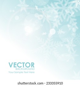 Vector snow winter abstract blue bright Christmas sunny background