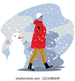 Vektorschneejung vor Freude Wallpaper Eis Junge glückliche Illustration Wintercartoon Weihnachten Frohe Hintergrund kalte Jahreszeit Snowman Grafik Design Dezember neues Jahr 