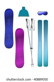 vector snowboard and ski collection